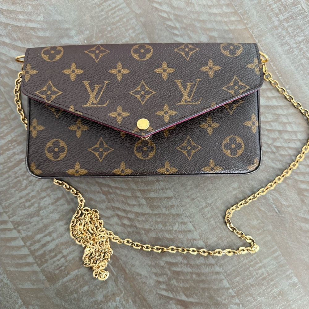Louis Vuitton Monogram Crossbody Bag with Gold Chain